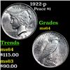 Image 1 : 1922-p Peace Dollar $1 Grades Choice Unc