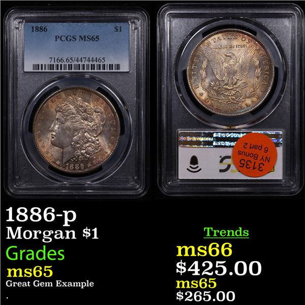 PCGS 1886-p Morgan Dollar $1 Graded ms65 By PCGS
