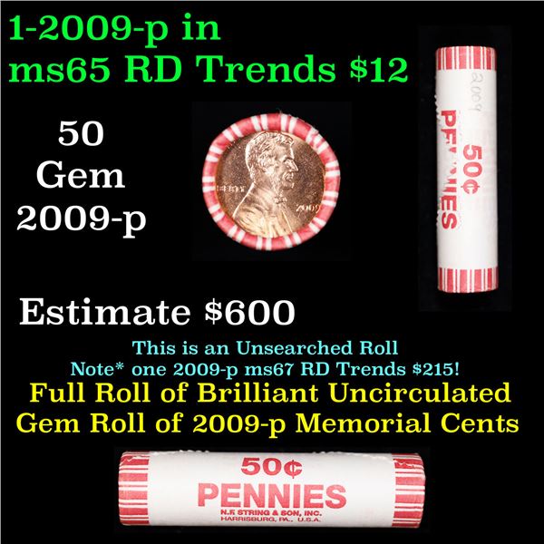 Shotgun Lincoln 1c roll, 2009-p Bi-centennial 50 pcs N.F String & Son Wrapper.