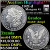 ***Auction Highlight*** 1921-d Morgan Dollar Near TOP POP! $1 Graded ms63+ dmpl By SEGS (fc)