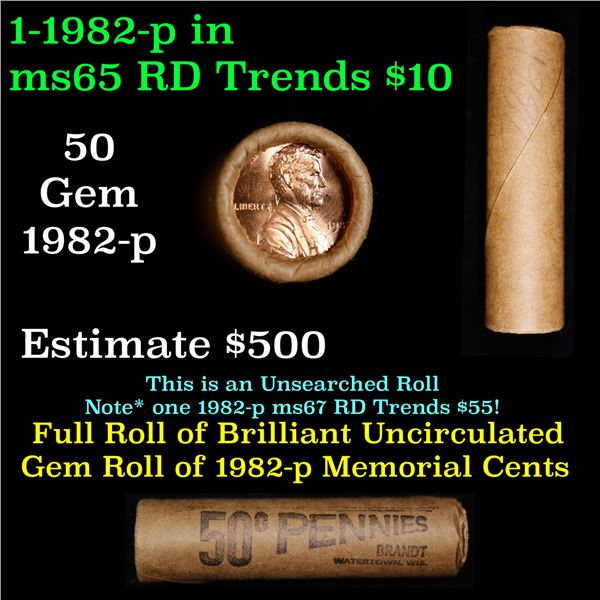Shotgun Lincoln 1c roll, 1982-p 50 pcs Brandt Wrapper.