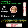 Shotgun Lincoln 1c roll, 1980-p 50 pcs Merchant Bank Wrapper.