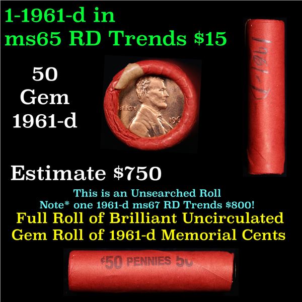 Shotgun Lincoln 1c roll, 1961-d 50 pcs Wrapper.