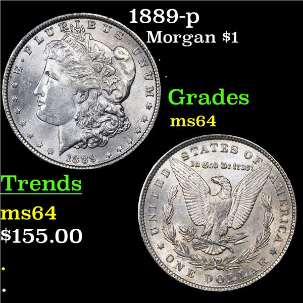 1889-p Morgan Dollar $1 Grades Choice Unc