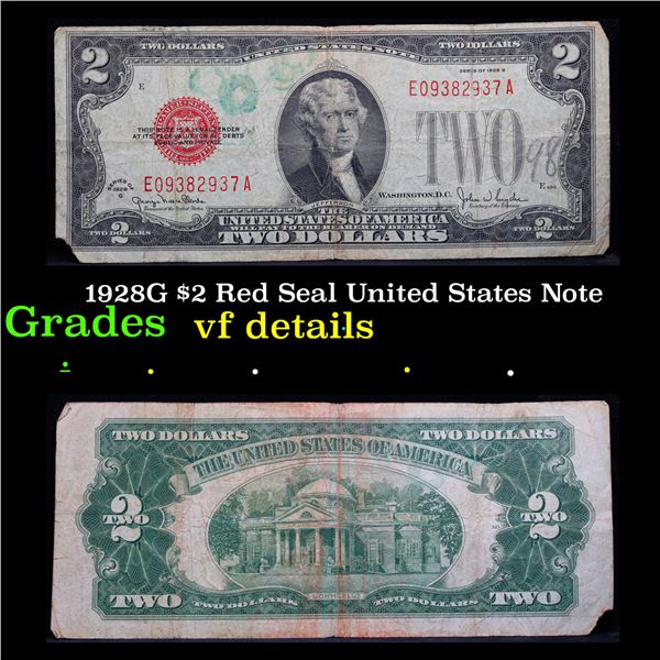 1928G $2 Red Seal United States Note Grades vf details