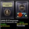 Image 1 : Proof 1989-S Congress Modern Commem Half Dollar 50c Graded GEM++ Proof Deep Cameo By USCG