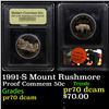 Image 1 : Proof 1991-S Mount Rushmore Modern Commem Half Dollar 50c Graded GEM++ Proof Deep Cameo By USCG