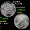 Image 1 : 1922-p Peace Dollar $1 Grades GEM Unc