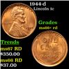 1944-d Lincoln Cent 1c Grades GEM++ RD