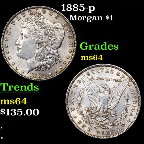 1885-p Morgan Dollar $1 Grades Choice Unc