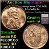 ***Auction Highlight*** 1940-p Lincoln Cent Near TOP POP! 1c Graded ms67+ rd BY SEGS (fc)