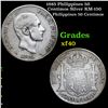 1885 Philippines 50 Centimos Silver KM-150 Grades xf