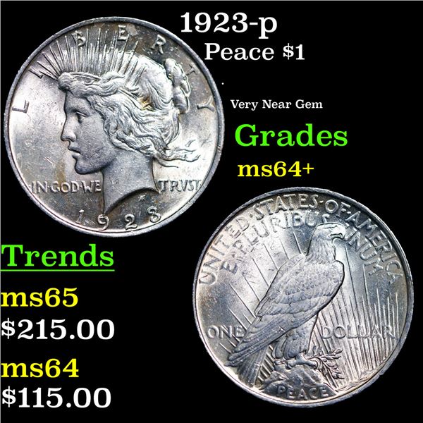 1923-p Peace Dollar $1 Grades Choice+ Unc