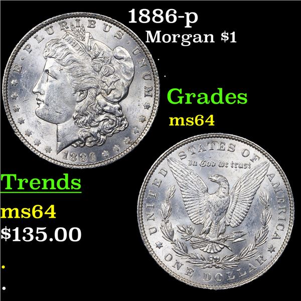 1886-p Morgan Dollar $1 Grades Choice Unc