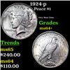 Image 1 : 1924-p Peace Dollar $1 Grades Choice+ Unc