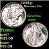 Image 1 : 1943-p Mercury Dime 10c Grades GEM++ Unc