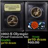 Image 1 : Proof 1992-S Olympic Modern Commem Half Dollar 50c Graded GEM++ Proof Deep Cameo By USCG