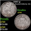 1887-p Seated Liberty Dime 10c Grades xf