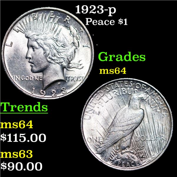 1923-p Peace Dollar $1 Grades Choice Unc
