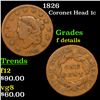 1826 Coronet Head Large Cent 1c Grades f details