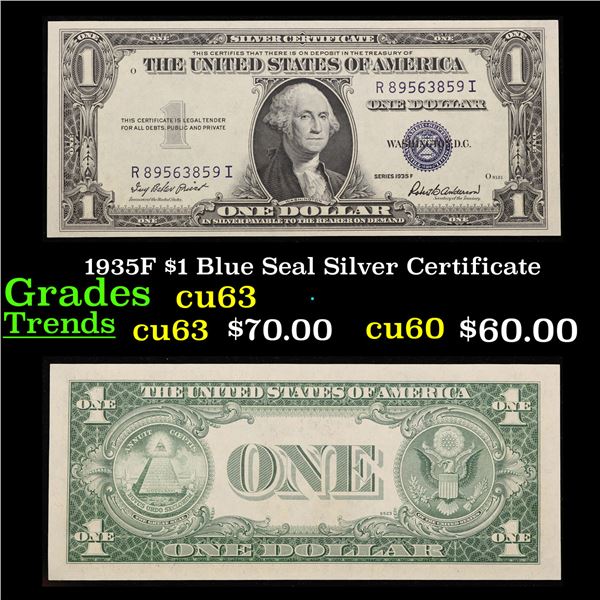 1935F $1 Blue Seal Silver Certificate Grades Select CU