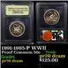 Image 1 : Proof 1991-1995-P WWII Modern Commem Half Dollar 50c Graded GEM++ Proof Deep Cameo By USCG