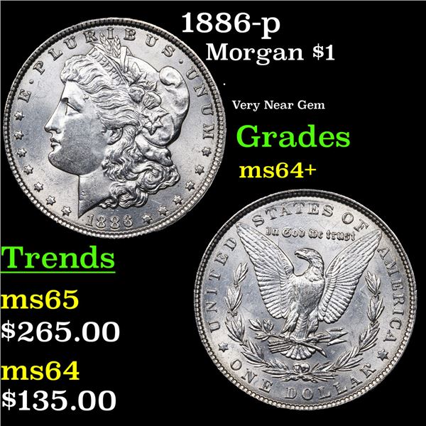 1886-p Morgan Dollar $1 Grades Choice+ Unc