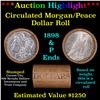 ***Auction Highlight*** Shotgun 1898 & 'P' Ends Mixed Morgan/Peace Silver dollar roll, 20 coin Carso
