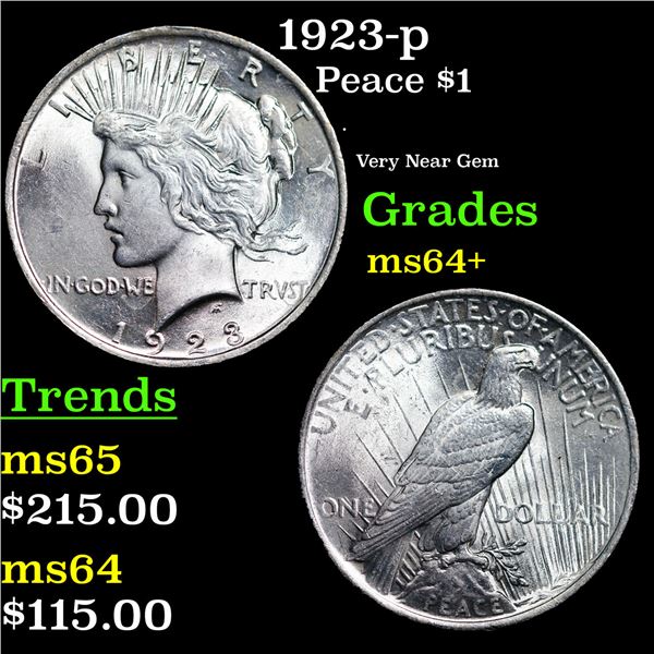 1923-p Peace Dollar $1 Grades Choice+ Unc