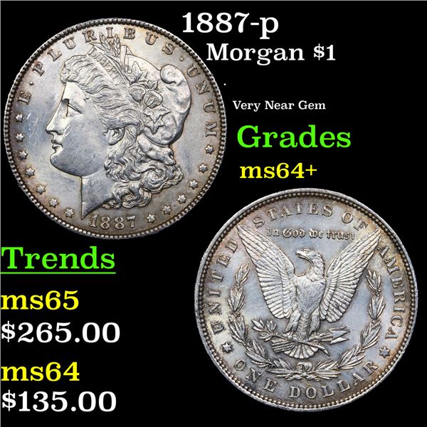 1887-p Morgan Dollar $1 Grades Choice+ Unc