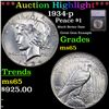 ***Auction Highlight*** 1934-p Peace Dollar $1 Graded ms65 BY SEGS (fc)