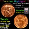 ***Auction Highlight*** 1940-p Lincoln Cent Near TOP POP! 1c Graded ms67+ rd BY SEGS (fc)