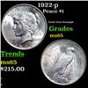 Image 1 : 1922-p Peace Dollar $1 Grades GEM Unc