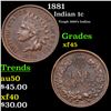 Image 1 : 1881 Indian Cent 1c Grades xf+