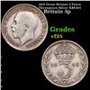 1919 Great Britain 3 Pence Threepence Silver KM-813 Grades vf+