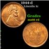 1944-d Lincoln Cent 1c Grades GEM+ Unc RD