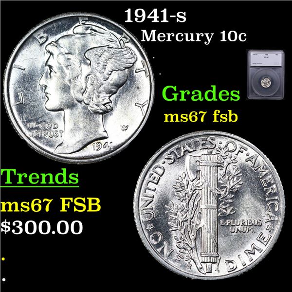 1941-s Mercury Dime 10c Graded ms67 fsb BY SEGS