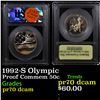 Image 1 : Proof 1992-S Olympic Modern Commem Half Dollar 50c Graded GEM++ Proof Deep Cameo By USCG