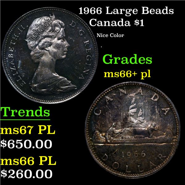 1966 Large Beads Canada Dollar $1 Grades GEM++ PL