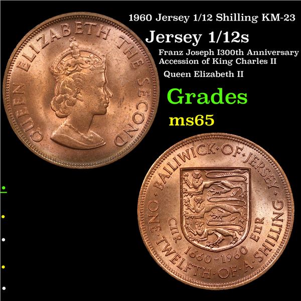 1960 Jersey 1/12 Shilling KM-23 Grades GEM Unc