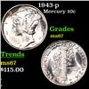 Image 1 : 1943-p Mercury Dime 10c Grades GEM++ Unc