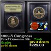 Image 1 : Proof 1989-S Congress Modern Commem Half Dollar 50c Graded GEM++ Proof Deep Cameo By USCG