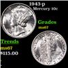 Image 1 : 1943-p Mercury Dime 10c Grades GEM++ Unc