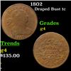 Image 1 : 1802 Draped Bust Large Cent 1c Grades g, good