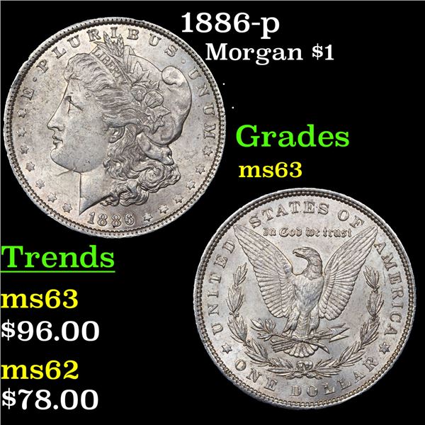 1886-p Morgan Dollar $1 Grades Select Unc
