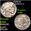 Image 1 : 1938-d Buffalo Nickel 5c Grades GEM+ Unc