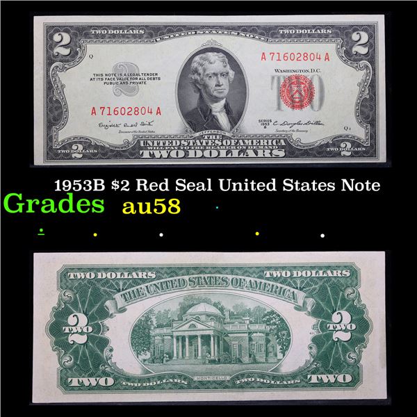 1953B $2 Red Seal United States Note Grades Choice AU/BU Slider