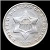 Image 2 : 1853 Three Cent Silver 3cs Grades Choice AU/BU Slider+