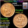 Image 1 : ***Auction Highlight*** 1899 Indian Cent 1c Graded ms65+ rd BY SEGS (fc)