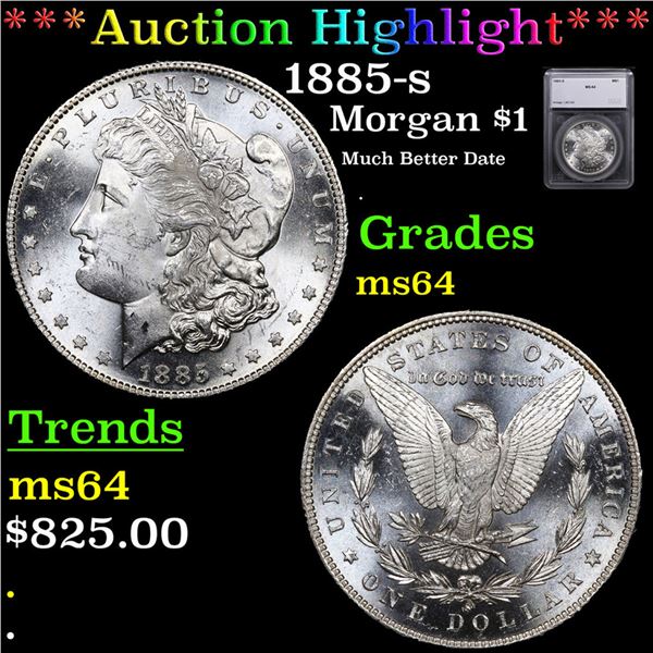 ***Auction Highlight*** 1885-s Morgan Dollar $1 Graded ms64 By SEGS (fc)